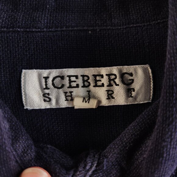 Iceberg Shirt Disney Medium Blue Long Sleeve Button Up Mickey Mouse Embroidery - Picture 9 of 16